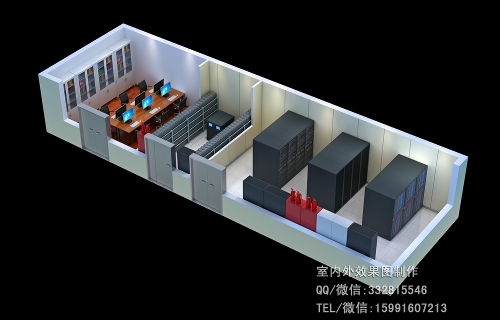 昆明機房效果圖制作|運維中心|機房動力環境效果圖