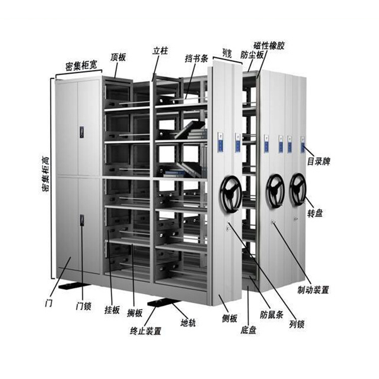 以利厂家直销移动办公室密集架 带轨道手摇式密集架 档案室密集柜
