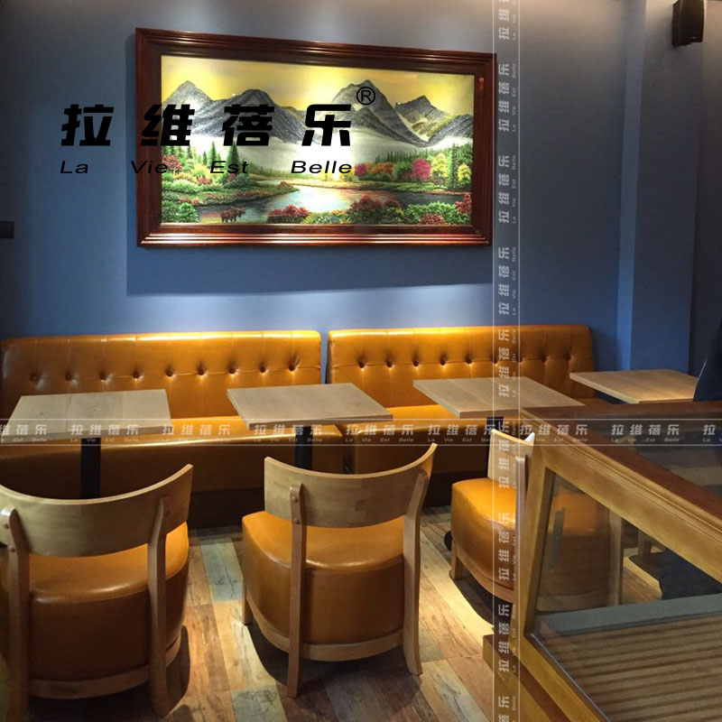 西安烘培店實木沙發，卡座沙發廠家批發