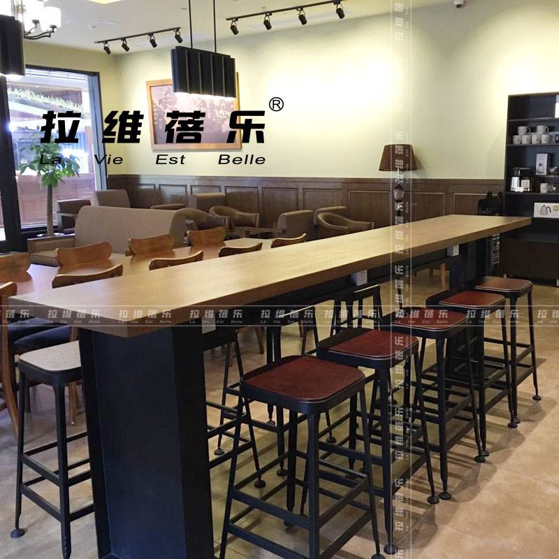 星巴克鐵藝吧臺(tái)桌西安星巴克靠窗吧桌定做
