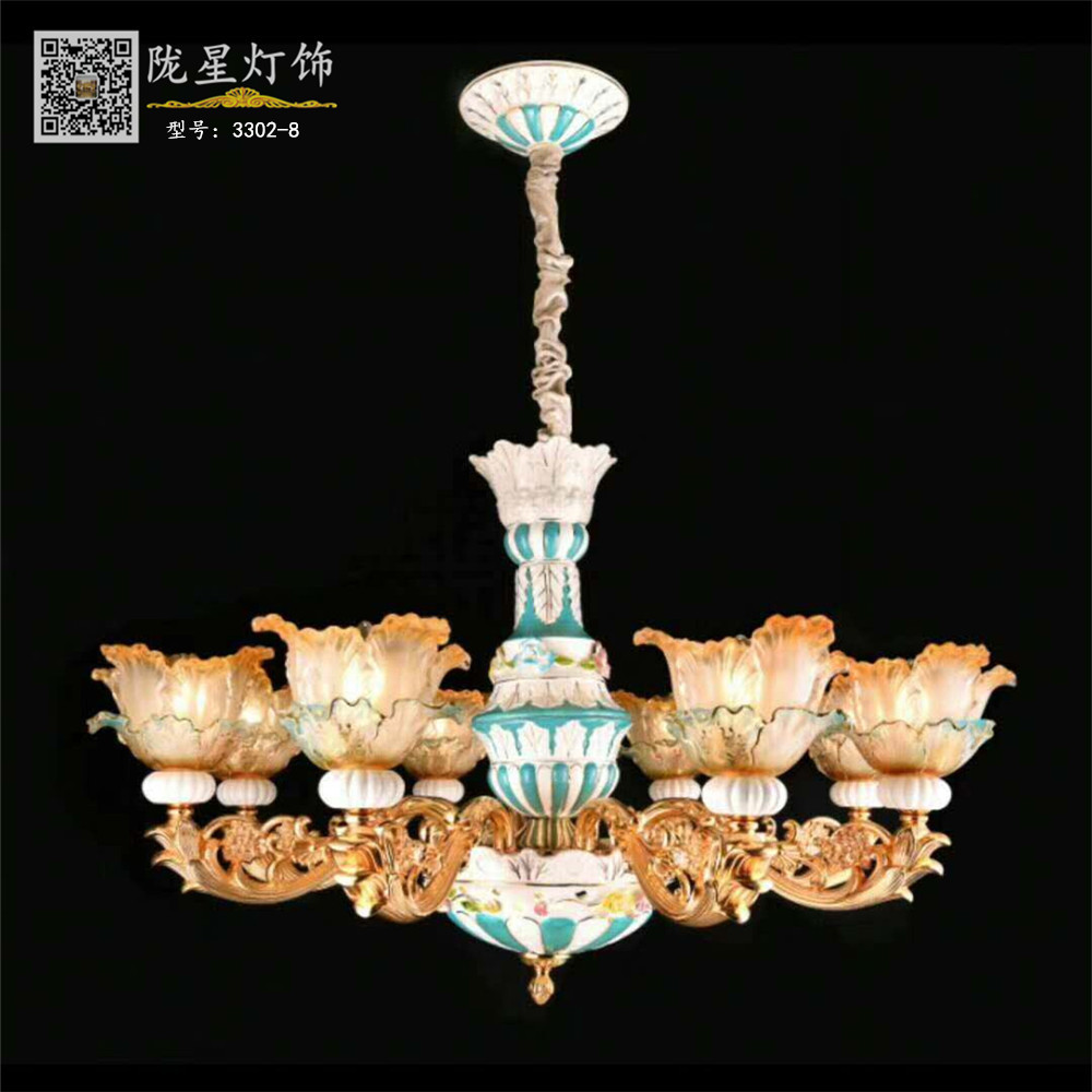 客廳歐式吊燈現(xiàn)代陶瓷燈復(fù)古餐廳燈美式陶瓷創(chuàng)意個性臥室燈燈飾品