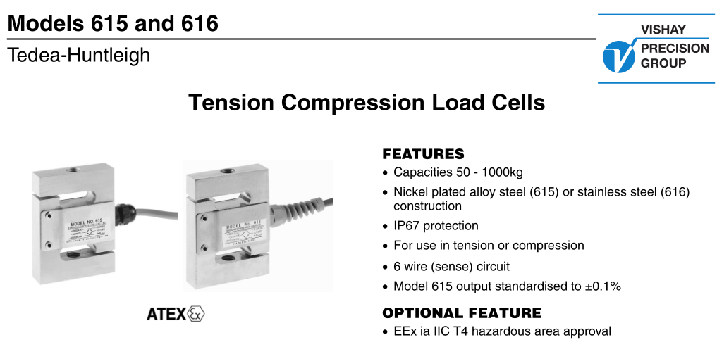 美國tedea稱重傳感器616-300KG