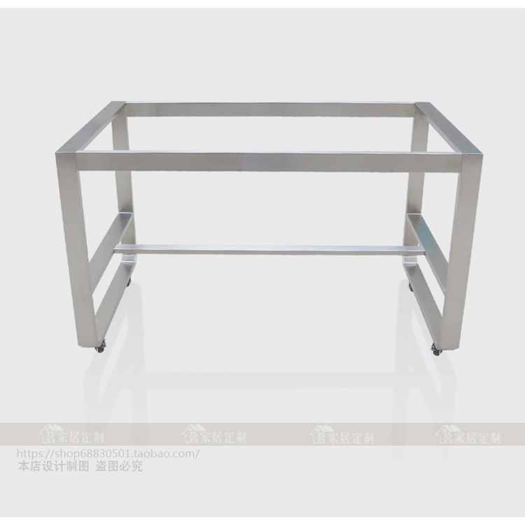定做304拉絲不銹鋼電腦桌架辦公桌架帶萬向輪子可移動桌腳支架