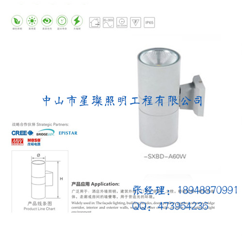 厂家生产LED单头双头壁灯9w18w36w庭院走廊投光灯