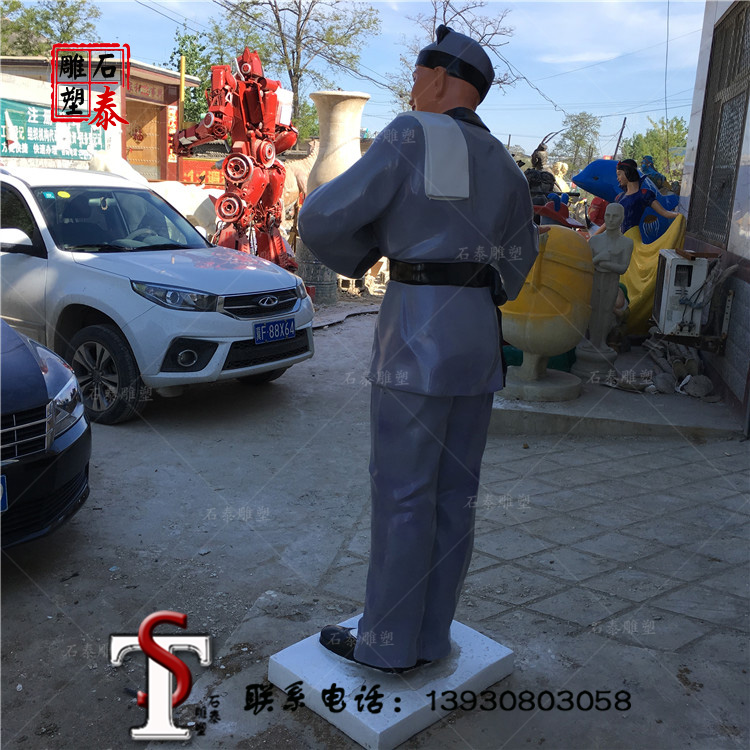 迎客厨师门口迎宾店小二雕像玻璃钢树脂卡通人物雕塑装饰道具摆件